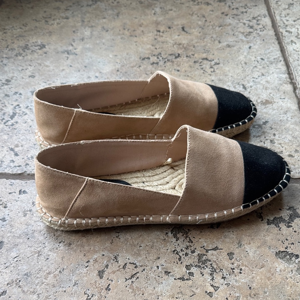 Zara Two-Tone Suede Espadrilles in Beige and Black - Picture 2 of 4